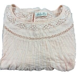 LoveShackFancy Lace Pintuck Blouse Women 2‎ Pink Romantic Cottagecore Parisian